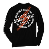 Black long sleeve graphic t-shirt back and sleeve print brothers & arms usa the original man brand FAFO Strike first, hit hard, leave a mark 