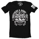 brothers & arms usa 365 hunter straight & true eat organic black tshirt sunrise mountains black & white arrows archery bow hunting forest
