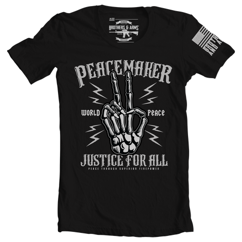 Brothers & Arms USA Peacemaker black t-shirt world peace justice for all peace through superior firepower
