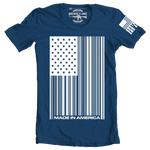barcode flag made in America navy tshirt