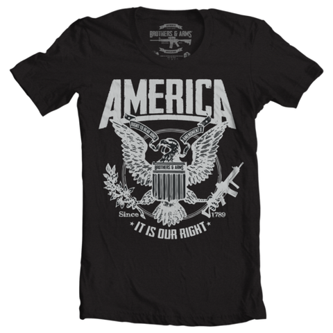 America Brothers & Arms USA 1789 Black freedom eagle right to bear arms amendment II  it is our right 