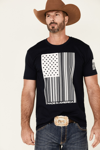 barcode flag made in America navy tshirt boot barn