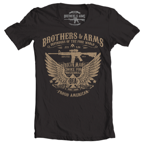 Brothers & Arms USA Defenders of the Free World American Made Proud American Guns & Ammo black t-shirt