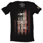 Brothers & Arms USA Keep Calm and Reload AR 15 American Flag black t-shirt