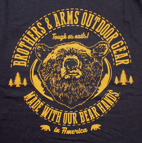 brothers & arms usa outdoor gear made with our bear hands navy tshirt