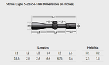 Vortex Strike Eagle 5-25x56 Riflescope EBR-7C MOA Reticle Dimensions